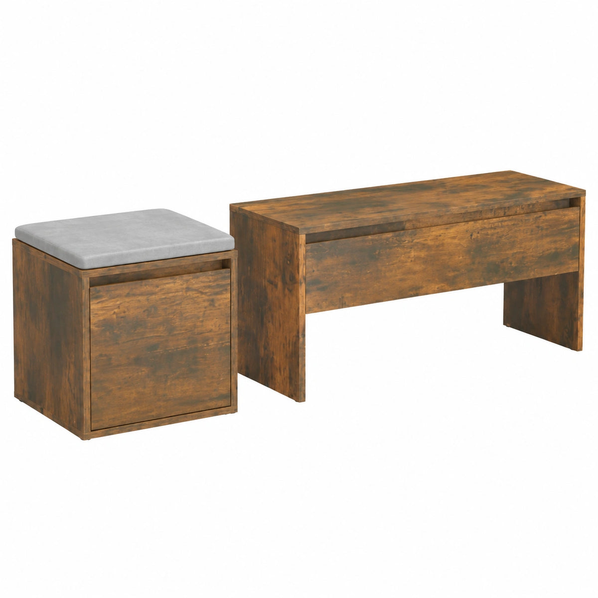 Mobile da ingresso in legno con specchio e panca