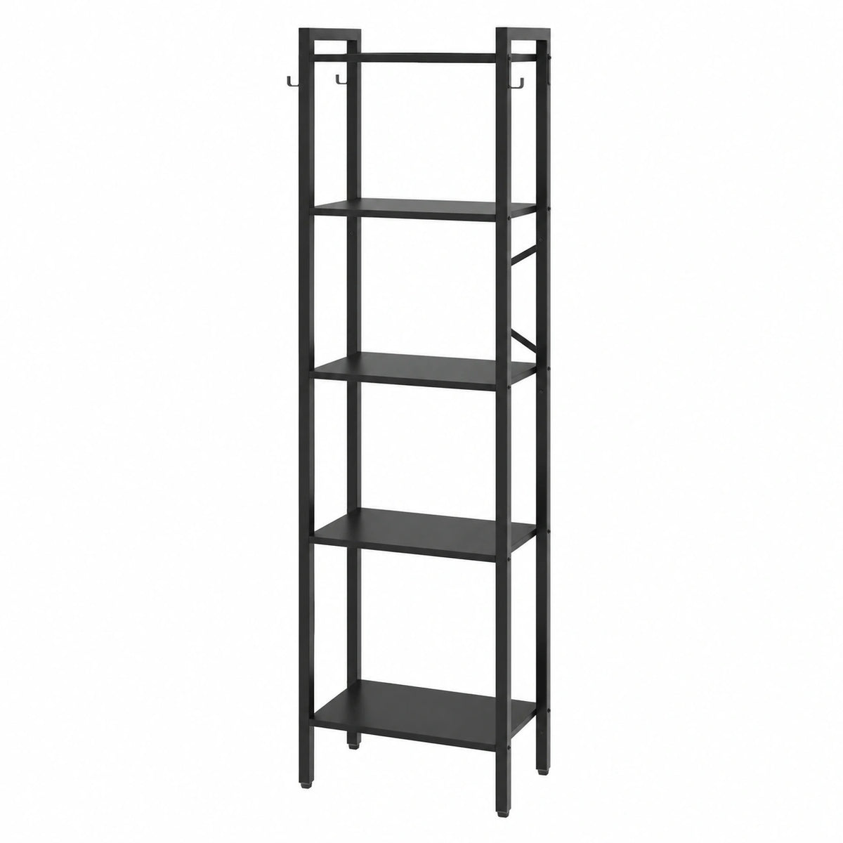 Libreria Industriale a 6 Livelli in Metallo, Altezza 182 cm, per Soggiorno e Ufficio, Nero