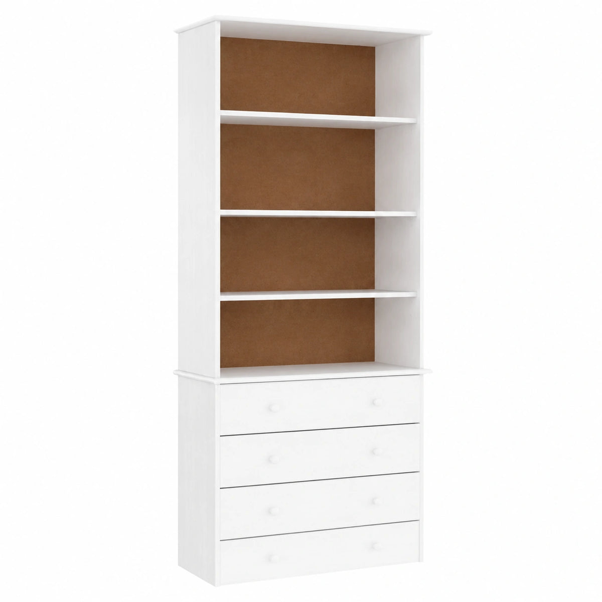 Libreria Alta in Pino Bianco con Cassetti 77x35x186,5 cm