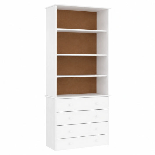 Libreria Alta in Pino Bianco con Cassetti 77x35x186,5 cm