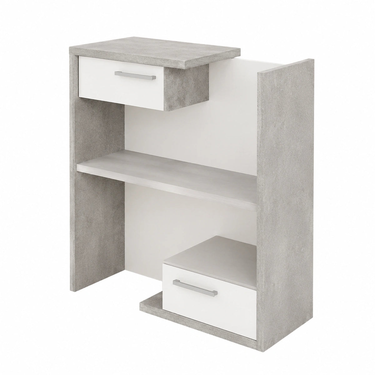 Dmora Consolle Ingresso con Specchio, Mobile Atrio con Cassetti e Vassoio, Ideale per Piccoli Spazi, Bianco e Cemento, 80x28x170 cm