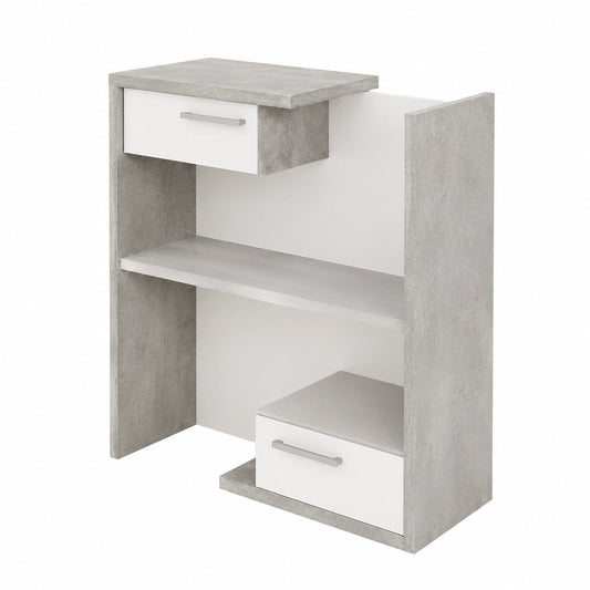 Dmora Consolle Ingresso con Specchio, Mobile Atrio con Cassetti e Vassoio, Ideale per Piccoli Spazi, Bianco e Cemento, 80x28x170 cm