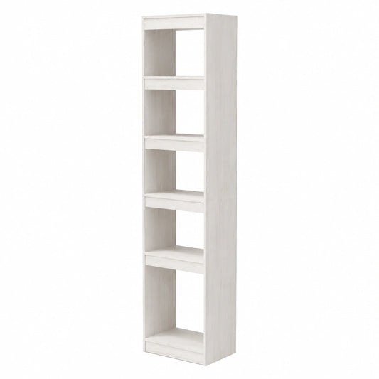Scaffale Alto Salvaspazio in Legno di Pino, Design Classico, Bianco, 40x30x199cm, per Soggiorno e Ufficio