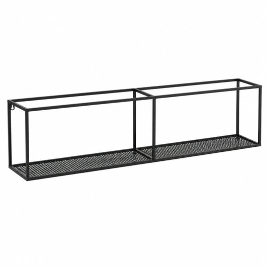 Scaffale da Parete in Metallo Nero, 30x120x20 cm, Libreria per Soggiorno, Cucina, Camera da Letto o Caffetteria