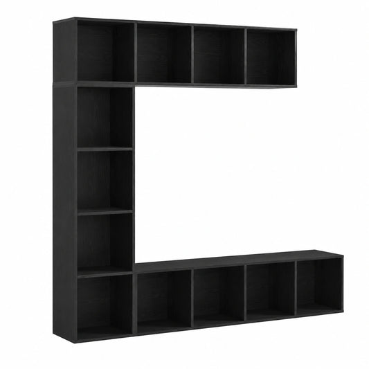 Scaffale in Rovere Nero 3 Ripiani, 36x30x143 cm, Solido con Finitura Opaca, Ampio Spazio di Archiviazione