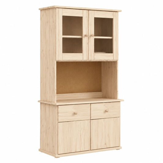 Credenza Alta in Legno di Pino 77x30x92 cm per Soggiorno e Cucina