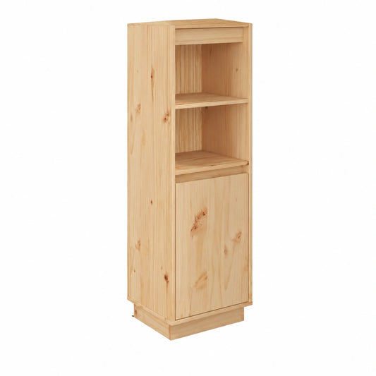 Tavolo Alto in Pino Massello con Ripiano e Vano Portaoggetti, 37x34x110 cm, Ideale per Libri e Decorazioni