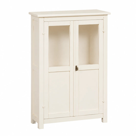 Credenza in Legno Massello con Ante in Vetro 98x25x68 cm - Libreria Elegante Made in Italy