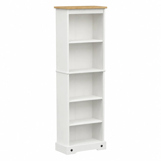 Scaffale in Pino Bianco 46x20x170 cm, Libreria Alta Autonoma, Design Rustico per Soggiorno e Studio