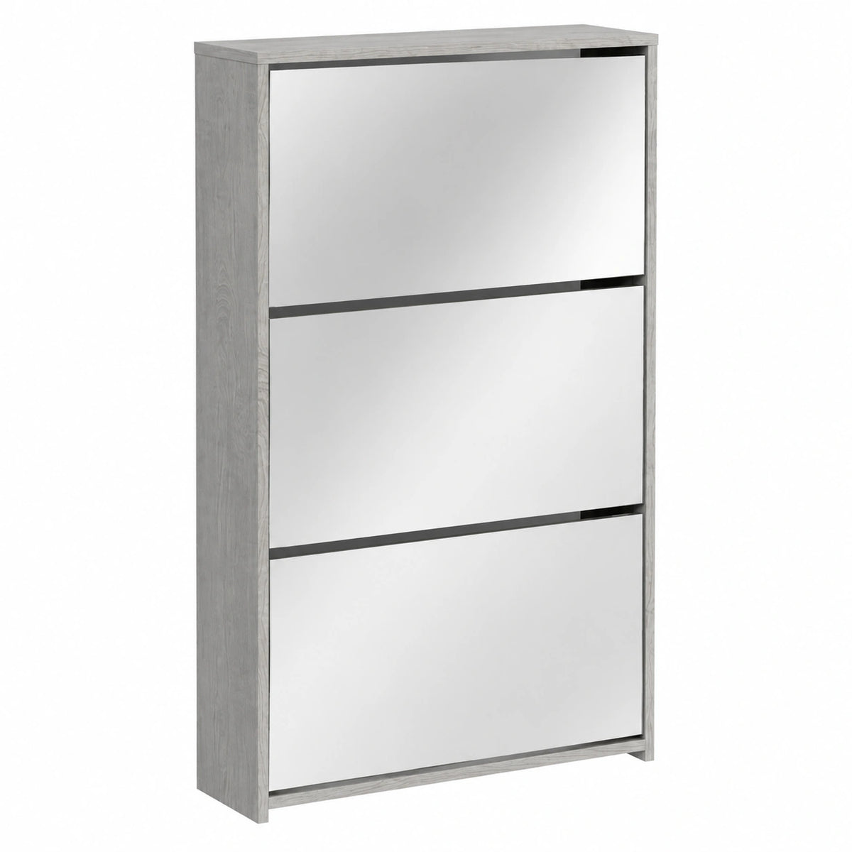 Scarpiera salvaspazio in legno Sonoma con specchio, 3 scomparti, 63x17x102,5 cm