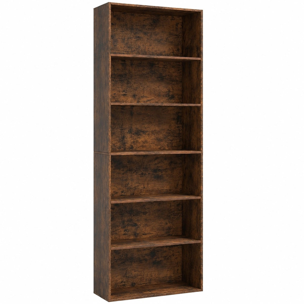 Libreria Verticale a 6 Ripiani con Kit Antiribaltamento, Mobile in Legno per Soggiorno e Camera, Marrone