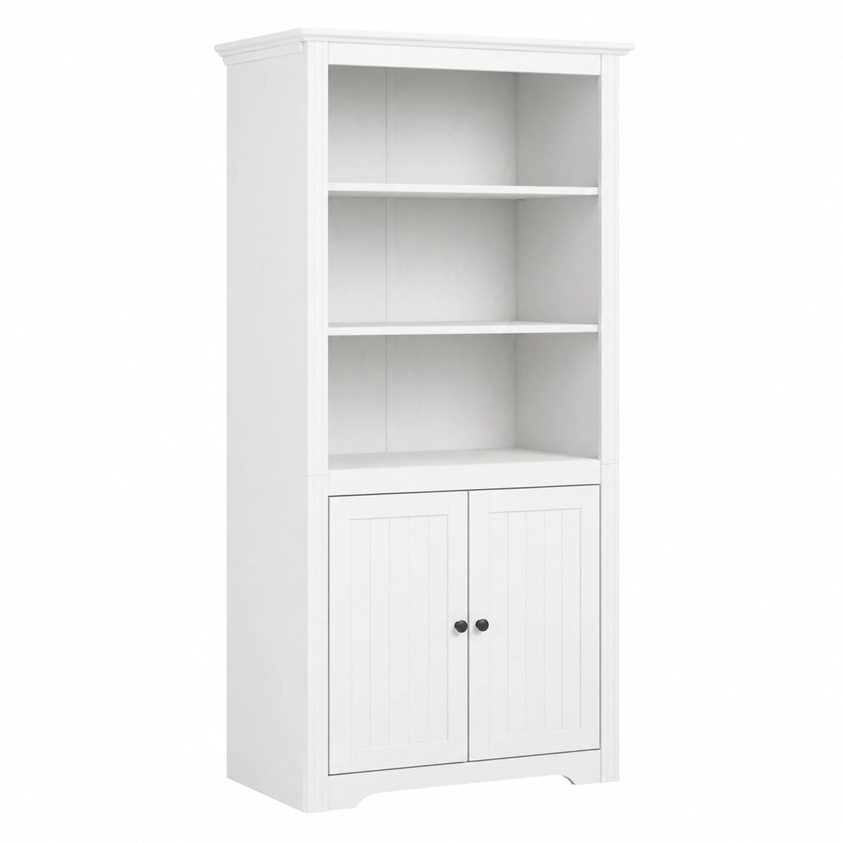 Libreria BODO in Legno di Pino, Stile Francese, 82x40x173 cm, con 3 Scomparti e 2 Ante