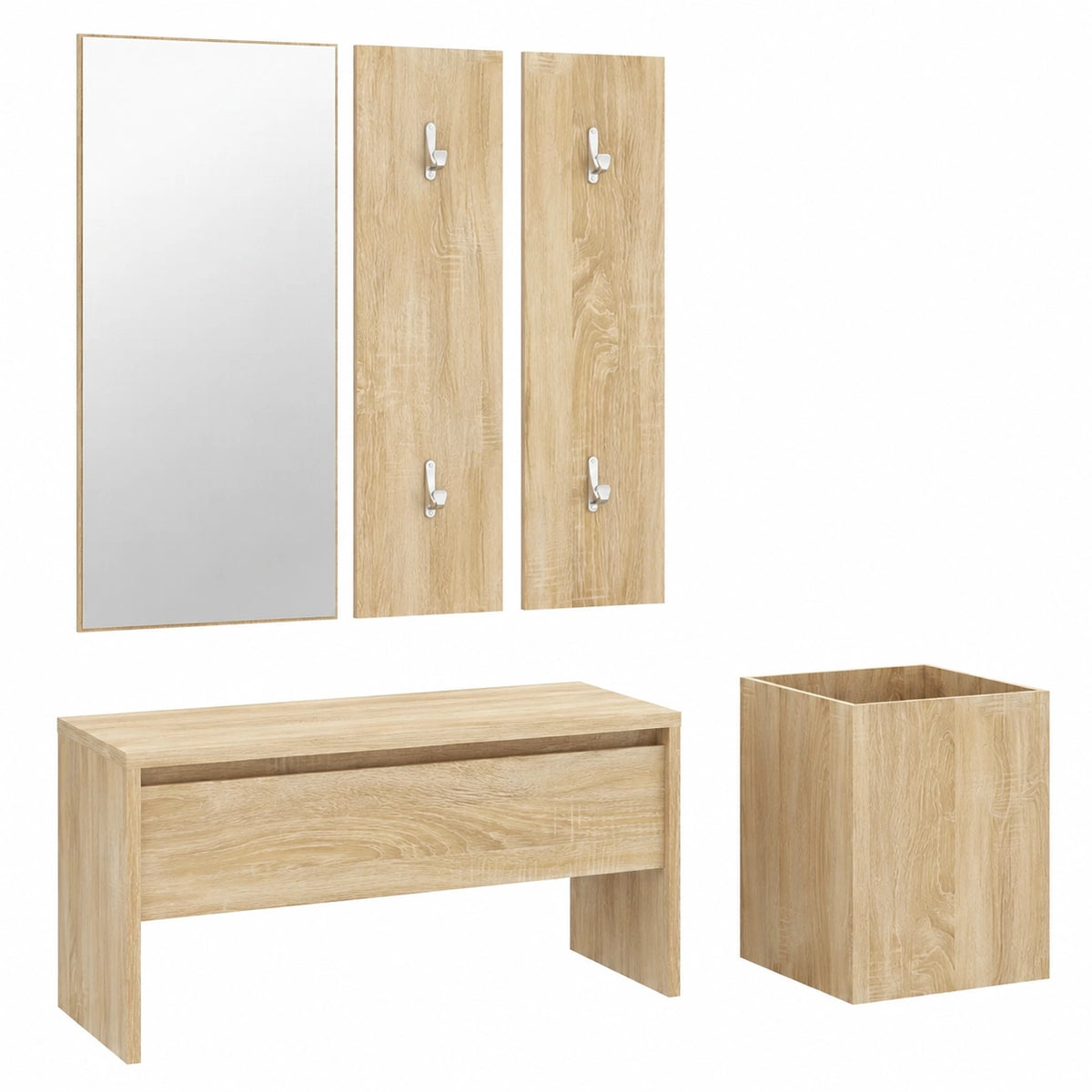 Panca Ingressi in Legno con Cassetto e Appendiabiti