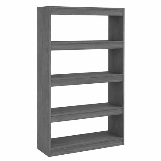 Scaffale grigio in legno di pino 80x30x135 cm, divisorio per soggiorno e ufficio, 4 vani aperti
