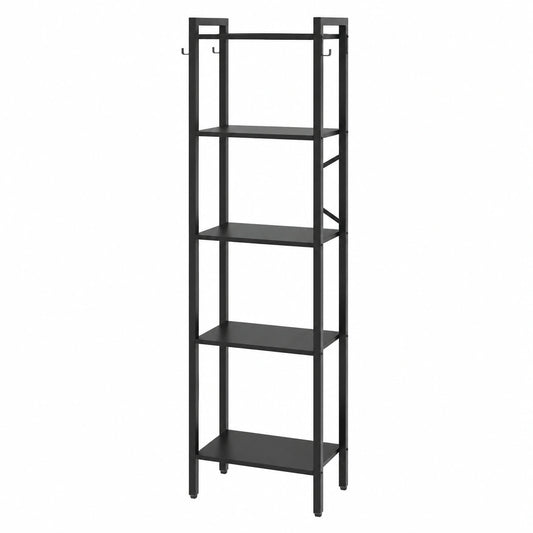 Libreria Industriale a 6 Livelli in Metallo, Altezza 182 cm, per Soggiorno e Ufficio, Nero