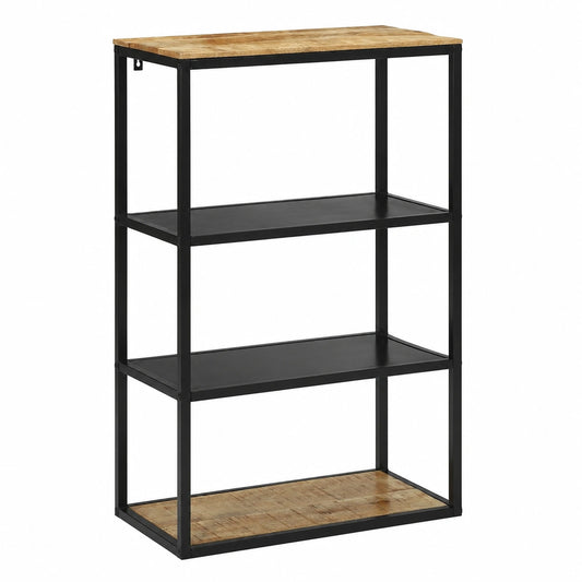 Libreria Moderna Metallo e Legno 70x35x110 cm con 4 Ripiani, Scaffale Salvaspazio per Casa e Ufficio